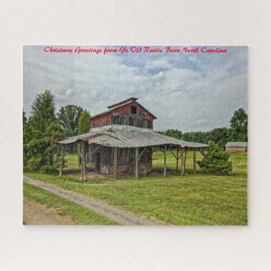 Rustige schuur North Carolina. Kerstgroeten Legpuzzel (Horizontaal)