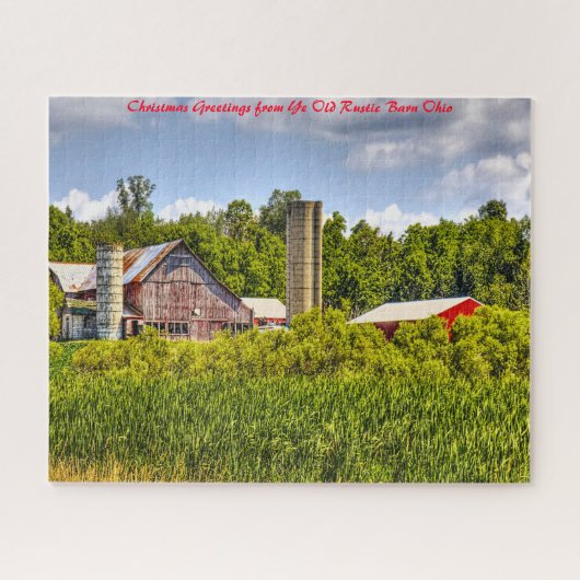Rustige schuur Ohio.Kerstgroeten Legpuzzel (Horizontaal)