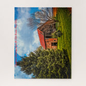 Rustige schuur Ohio.Kerstgroeten Legpuzzel (Verticaal)
