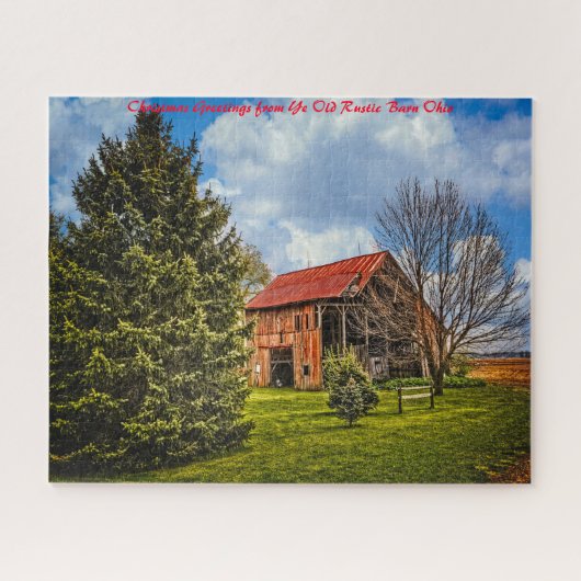 Rustige schuur Ohio.Kerstgroeten Legpuzzel (Horizontaal)