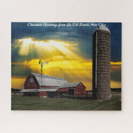 Rustige schuur Ohio. Kerstgroeten Legpuzzel