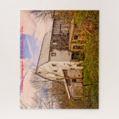 Rustige schuur Ohio. Kerstgroeten Legpuzzel (Verticaal)