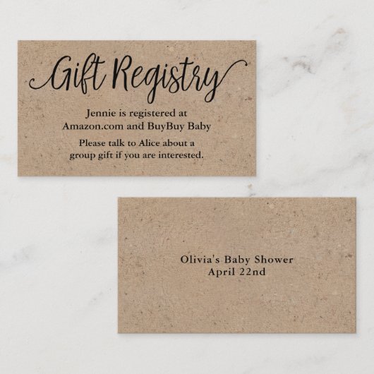 Rustige Script Cadeaubak — Kaart invoegen Visitekaartje (Voorkant / Achterkant)