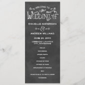 Rustige Script Chalkboard Wedding Black Ceremony Programmakaart (Voorkant)