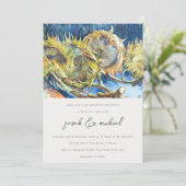 Rustige Script Minimal Yellow Sunflower Wedding Kaart (Staand voorkant)