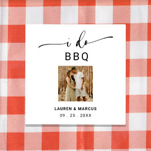 Rustige Script Photo I Do BBQ Engagement Party Servet