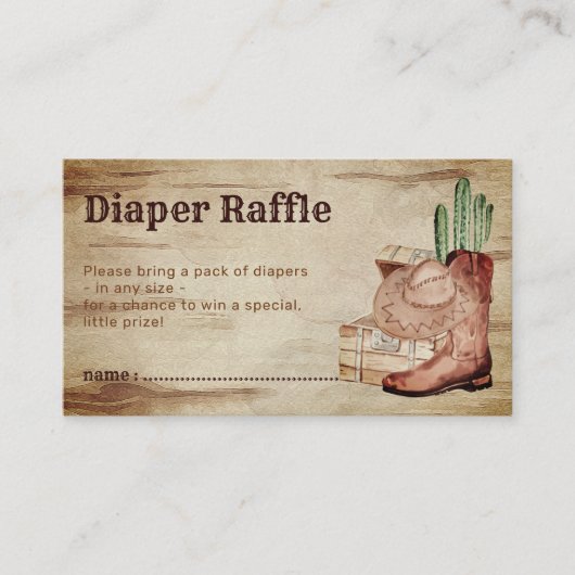 Rustige sekse onthult Diaper Raffle Baby Cowboy Informatiekaartje (Voorkant)