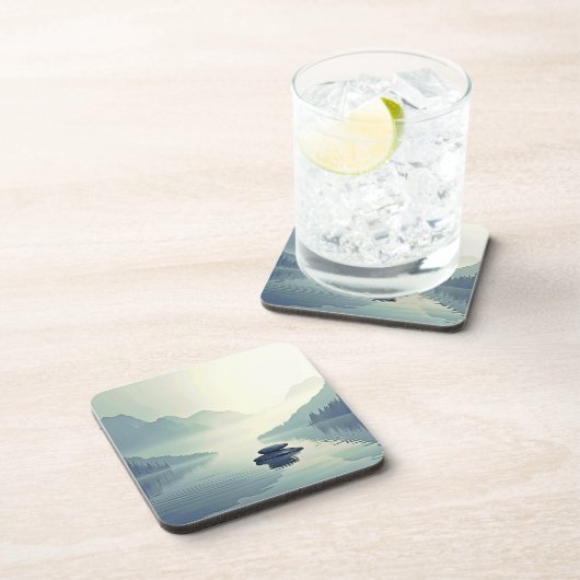 Rustige sereniteit van Mountain Lake Bier Onderzetter (Rechterzijde)