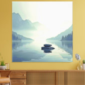 Rustige sereniteit van Mountain Lake Canvas Afdruk (Insitu (Woonkamer))