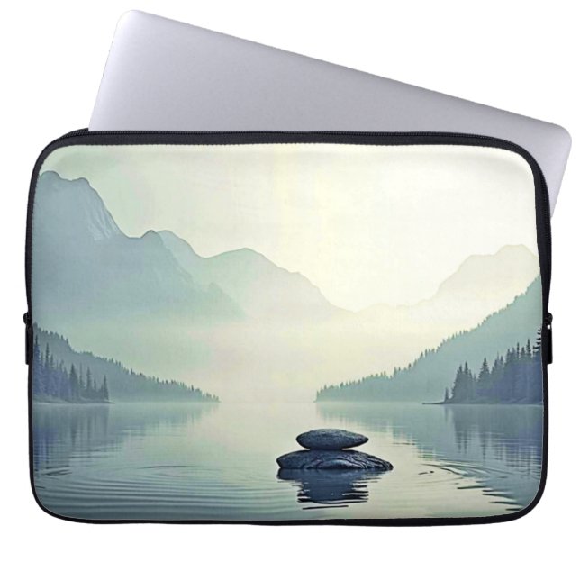 Rustige sereniteit van Mountain Lake Laptop Sleeve (Voorkant)