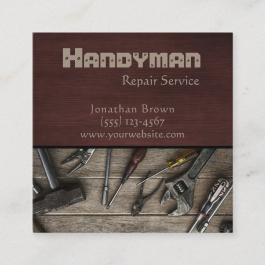 Rustige service reparatie van handgereedschap vierkante visitekaartje (Voorkant)