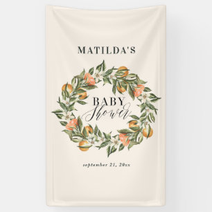 Rustige sinaasappel citrus botanische baby shower spandoek