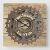 Rustige Sjabloon tandwiel met tandwiel Vierkante Klok (Voorkant)