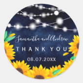 Rustige snaarlampen zonnebloem Dank u Ronde Sticker (Voorkant)