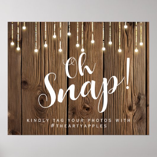 Rustige snaarlichten oh snauw bruiloft hashtag poster (Voorkant)