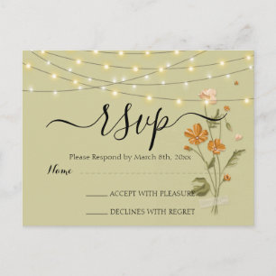 Rustige snaarverlichting trendy Floral RSVP Briefkaart