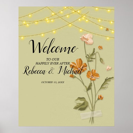 Rustige snaarverlichting trendy Floral Welcome Poster (Voorkant)