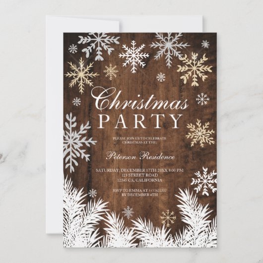 Rustige sneeuwflake-dennenbos winterkerstfeest kaart (Voorkant)