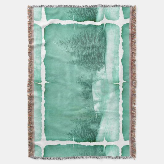 Rustige sneeuwgroene winterscène op perkament deken (Voorkant Verticaal)