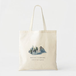 Rustige sneeuwpine Bossen Waterverf Camping Mounta Tote Bag