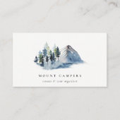 Rustige sneeuwpine Bossen Waterverf Camping Mounta Visitekaartje (Voorkant)