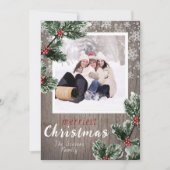 Rustige sneeuwvlokken groen-vakantiekaart feestdagenkaart (Voorkant)