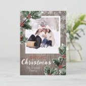 Rustige sneeuwvlokken groen-vakantiekaart feestdagenkaart (Staand voorkant)