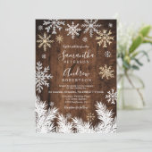 Rustige sneeuwvlokken met winterkerstbruiloft kaart (Staand voorkant)