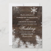 Rustige sneeuwvlokken winterbruiloft kaart (Voorkant)