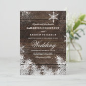 Rustige sneeuwvlokken winterbruiloft kaart (Staand voorkant)