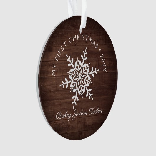 Rustige Snowflakes Baby eerste kerstgeboorte Stat Ornament (voorkant)