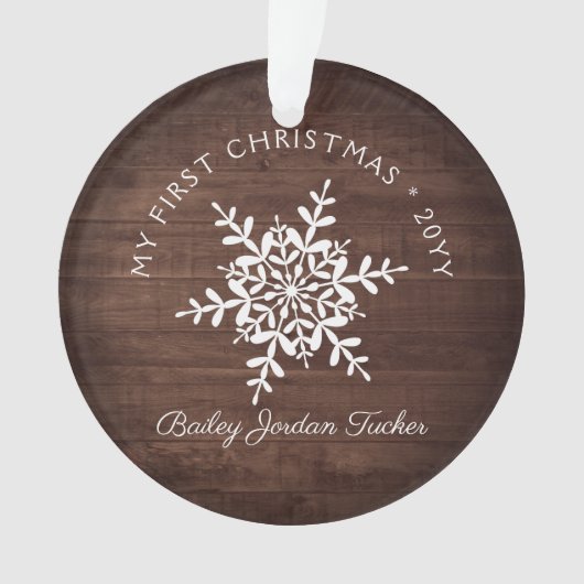 Rustige Snowflakes Baby eerste kerstgeboorte Stat Ornament (voorkant)