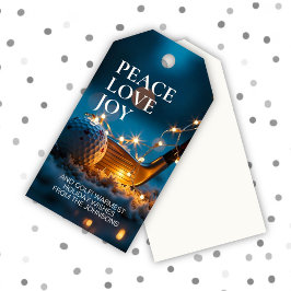 Rustige Snowy Night Golf Kerstmis Cadeaulabel