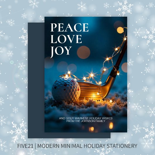 Rustige Snowy Night Golf Kerstmis Feestdagenkaart