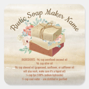 Rustige Soap Ingredients instructies Vierkante Sticker