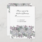 Rustige Soft Blue Hydrangea Reply Kaart (Voorkant / Achterkant)