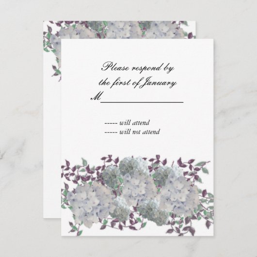 Rustige Soft Blue Hydrangea Reply Kaart (Voorkant / Achterkant)