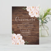 Rustige Soft Blush Pink Flowers Quinceanera Kaart (Staand voorkant)