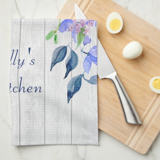 Rustige, speciaal voor Waterverf Paarse hydrangeas Theedoek (Quarter Fold)