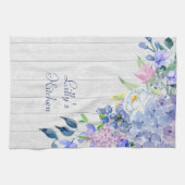 Rustige, speciaal voor Waterverf Paarse hydrangeas Theedoek (Horizontaal)