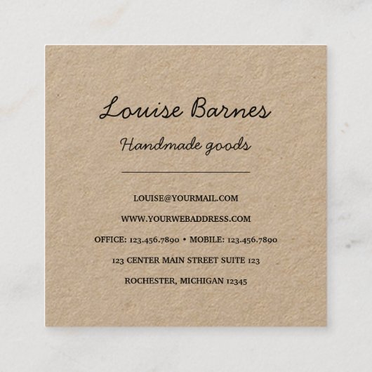 Rustige spleet op kraftvierkant visitekaartje (Achterkant)