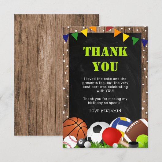 Rustige sport Gedekte kinderen van afgelopen dag Bedankkaart (Voorkant / Achterkant)