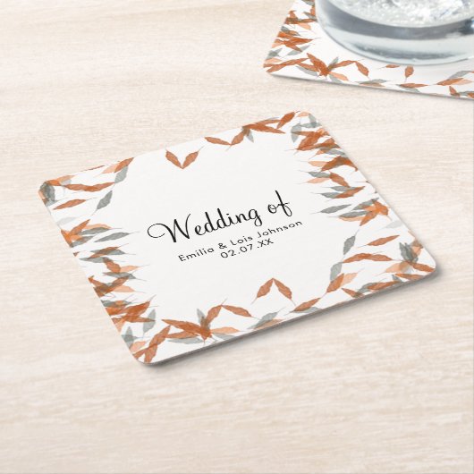 Rustige springende lef-pampas drijvende bruiloft kartonnen onderzetters (Schuin)