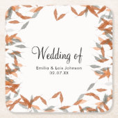 Rustige springende lef-pampas drijvende bruiloft kartonnen onderzetters (Voorkant)