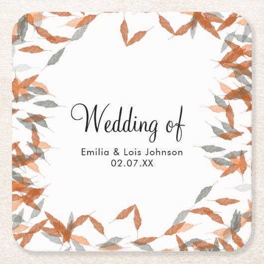 Rustige springende lef-pampas drijvende bruiloft kartonnen onderzetters (Voorkant)