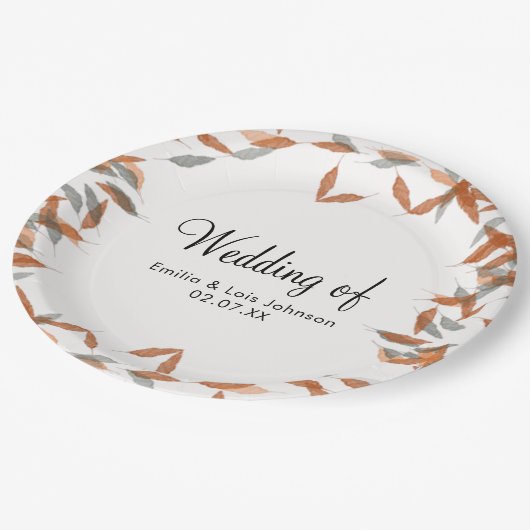 Rustige springende lef-pampas drijvende bruiloft papieren bordje (Gekanteld)