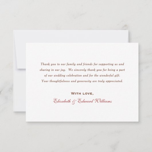 Rustige springplank bruiloft monogram bedankkaart (Achterkant)