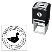 Rustige staande eend bibliotheek boek naam zelfinktende stempel (In situ)
