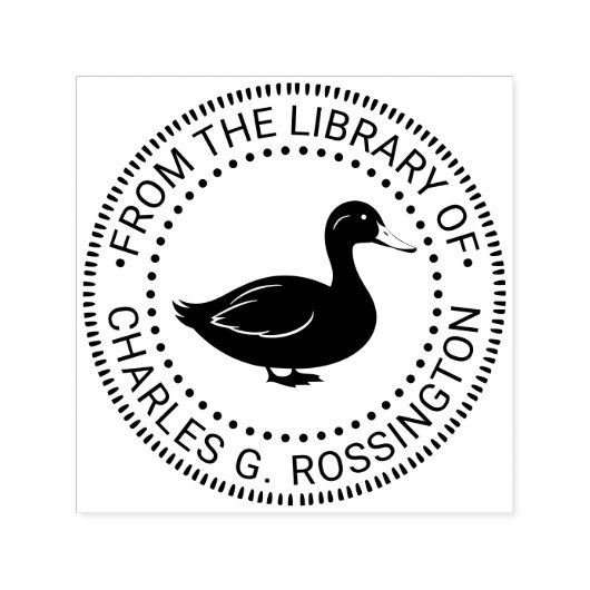 Rustige staande eend bibliotheek boek naam zelfinktende stempel (Design)