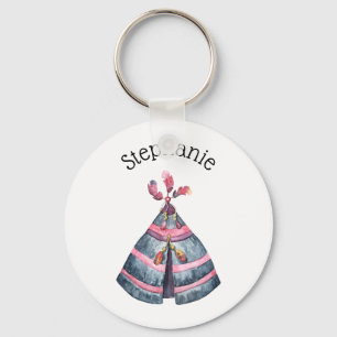 Rustige stammenWaterverf Wigwam Aangepaste naam Sleutelhanger